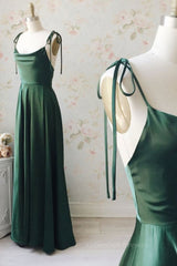 Formal Dresses Style, A Line Thin Straps Green Long Prom Dresses, Green Formal Graduation Evening Dresses