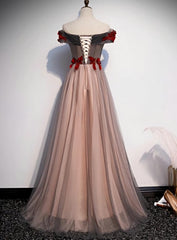 Party Dress Hijab, A-line Tulle Ruched Embellished Prom Dress, Long Party Dress