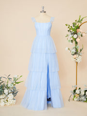 Bridesmaid Dresses Mismatched Winter, A-line Tulle Straps Layers Floor-Length Corset Dress