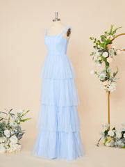 Beach Wedding, A-line Tulle Straps Layers Floor-Length Corset Dress