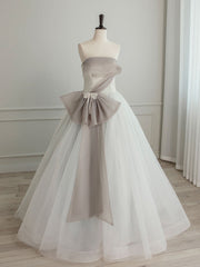 Evening Dresses Store, A-Line Tulle White Long Prom Dress, White Formal Party Dress