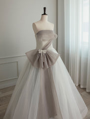Evening Dresses Boutique, A-Line Tulle White Long Prom Dress, White Formal Party Dress