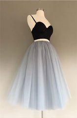 Prom Dresses Under 56, A Line Two Piece Homecoming Dresses Short Tulle Prom Gowns