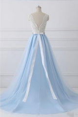 Prom Dresses Princess Style, A Line V-neck Lace Appliques Bodice Long Prom Dresses,Elegant Prom Dress with Beads