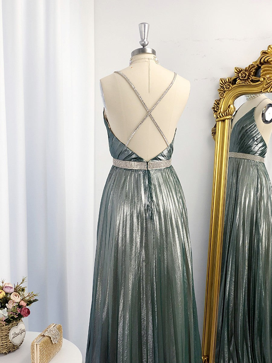 Bridesmaid Dresses Elegant, A-line V-neck Ruffles Floor-Length Dress