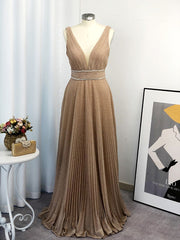 Princess Dress, A-line V-neck Ruffles Floor-Length Dress