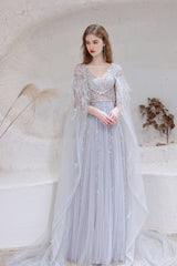 Bridesmaid Dresses Summer, A Line V-neck Shiny Sequin Beaded Prom Dresses