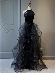 A-Line Prom Black Dress Vintage Dress Wedding Party Birthday Sweep