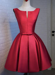 Flowy Dress, Adorable Cute Wine Red Satin Short Prom Dress , New Party Dress