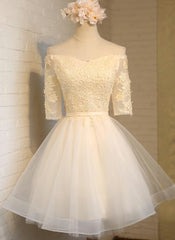 Party Dress Style, Adorable Knee Length Tulle with Lace Applique Party Dress, Homecoming Dress