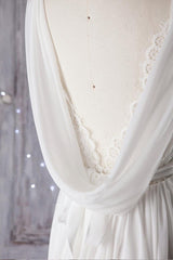 Wedding Dresses Classis, Affordable A-line Asymmetric Lace Chiffon Open Back Wedding Dress