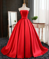 Formal Dresses Fashion, Aline Burgundy Satin Long Prom Gown,  Evening Dress