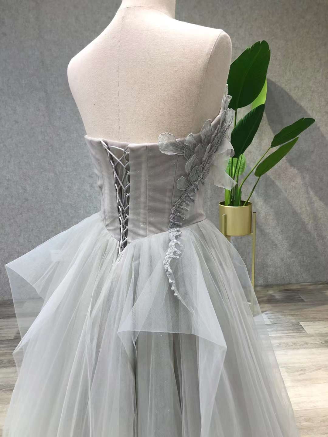 Party Dresses Outfit Ideas, Aline Tea Length Gray Prom Dress, Gray Tulle Homecoming Dress