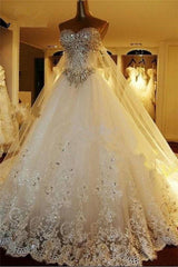 Evening Dresses Petite, Amazing Bridal Dresses Sweetheart Appliques Crystal Beading Classic A Line Bridal Gowns