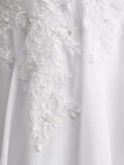 Wedding Dress Girl, Appliques V-Neck Lace-Up Chiffon Wedding Dresses