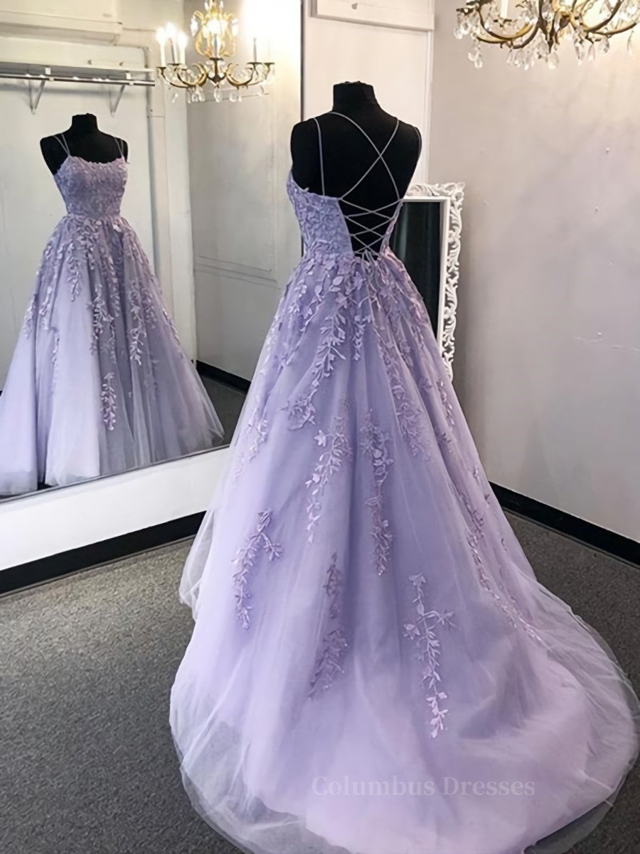 Formal Dress With Sleeves, Backless Purple Lace Prom Dress with Train, Open Back Long Purple Lace Formal Evening Dresses