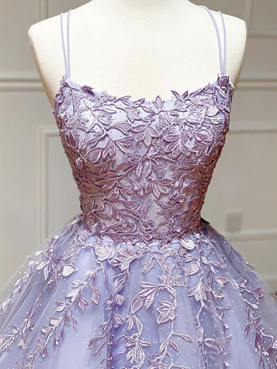 Evening Dresses Classy, Backless Purple Lace Prom Dresses, Open Back Purple Lace Formal Evening Dresses
