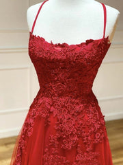 Party Dress Christmas, Backless Red Lace Prom Dresses, Open Back Red Lace Formal Evening Dresses