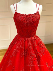 Prom Dress Mermaid, Backless Red Lace Prom Dresses, Red Backless Lace Formal Evening Graduation Dresses