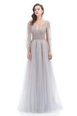 Prom Dresses For Warm Weather, Backless V-neck Sequins Rhinestone Floor Length Prom Dresses
