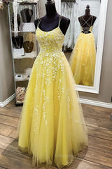 Bridesmaids Dresses For Beach Weddings, Backless Yellow Lace Long Prom Dress, Long Yellow Lace Formal Dress, Yellow Evening Dress