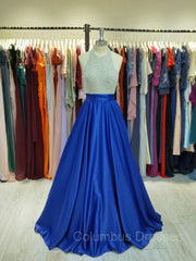 Homecoming Dresses Tight Short, Ball Gown Jewel Floor-Length Satin Evening Dresses With Rhinestone
