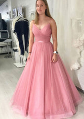 Formal Dress Black, Ball Gown Long/Floor-Length Sparkling Tulle Prom Dress With Pleated