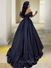 Prom Dress Dresses, Ball Gown Off-the-Shoulder Sweep Train Prom Dresses With Ruffles