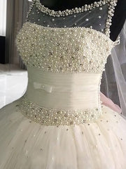 Wedding Dress Rustic, Ball-Gown Scoop Beading Floor-Length Tulle Wedding Dress