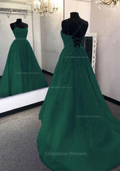 Party Dresses 2050, Ball Gown Scoop Neck Long/Floor-Length Tulle Prom Dress