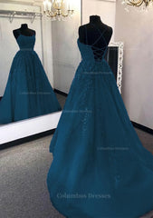 Party Dress And Gown, Ball Gown Scoop Neck Long/Floor-Length Tulle Prom Dress
