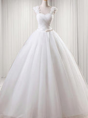 Wedding Dress Costs, Ball-Gown Square Ruffles Floor-Length Tulle Wedding Dress