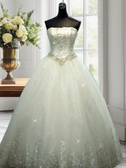 Wedding Dresses Shapes, Ball-Gown Straight Beading Floor-Length Tulle Wedding Dress