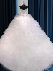 Wedding Dresses Under 10001, Ball-Gown Sweetheart Beading Cathedral Train Organza Wedding Dress