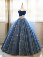 Prom Dress Country, Ball-Gown Sweetheart Beading Floor-Length Tulle Dress