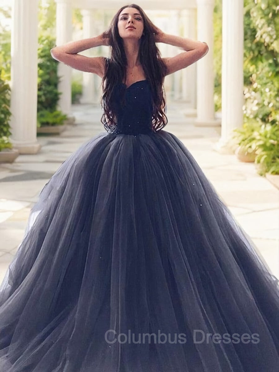 Mermaid Wedding Dress, Ball Gown Sweetheart Floor-Length Tulle Prom Dresses With Beading