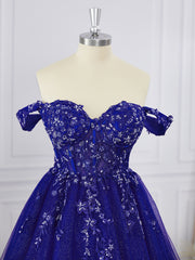 Evening Dress For Party, Ball-Gown Tulle Off-the-Shoulder Appliques Lace Corset Short/Mini Dress