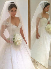 Wedding Dress Under 507, Ball Gown V-neck Floor-Length Tulle Wedding Dresses With Beading