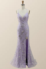 Party Dress Afternoon Tea, Beaded Lavender Mermaid Long Formal Dress