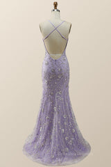 Party Dress Ideas For Curvy Figure, Beaded Lavender Mermaid Long Formal Dress