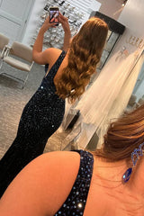 Beading Deep V-neck Mermaid Prom Dress
