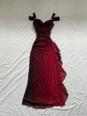 Vakker en linjestropper Ombre Red Long Chiffon Prom Dress