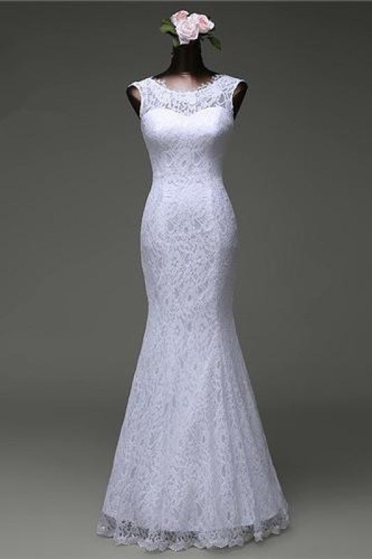 Wedding Dresses Beautiful, Beautiful Appliques Court Train Lace up Pure White Mermaid Wedding Dresses