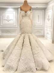 Wedding Dresses Boho, Beautiful Ivory Mermaid Sweetheart Lace Bridal Gowns for Wedding