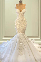 Wedding Dress Stores Near Me, Biztunnel Elegant Long Mermaid Sweetheart Sleeveless Tulle Lace Wedding Dress