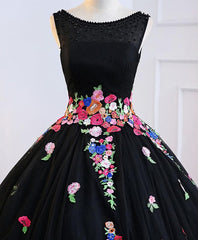 Bridesmaid Dress Blushing Pink, Black Tulle Long Prom Gown Black Evening Dress
