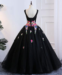 Bridesmaid Dress Blush Pink, Black Tulle Long Prom Gown Black Evening Dress