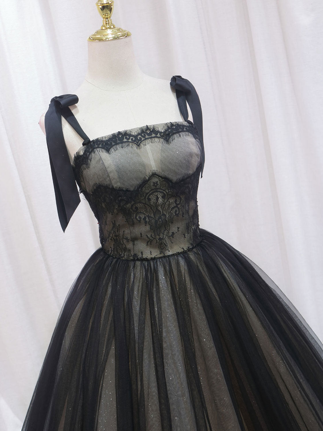 Evening Dresses 2026, Black A-Line Tulle Long Prom Dresses, Black Tulle Formal Evening Dress
