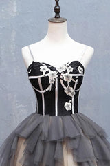 Prom Dresses Under 201, Black and Champagne Sweetheart Short Formal Dress Party Dress, Short Homecoming Dresses