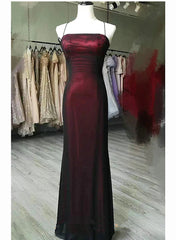 Red Prom Dress, Black and Red Square Neckline Party Dress, Black and Red Long Prom Dress